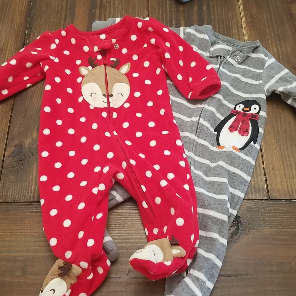 Carter's Christmas Fleece Footed Pajama Bundle 3 Month